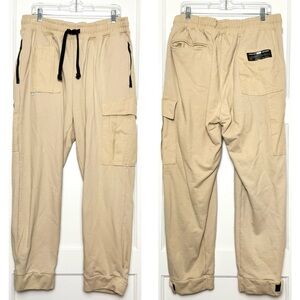 RICHARDSON Men’s Retro 90s Beige Utility Cargo Pocket Grunge Jogger Sweatpant XL